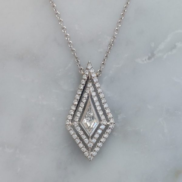 Modern 0.65ct Diamond Set Kite Pendant Necklace