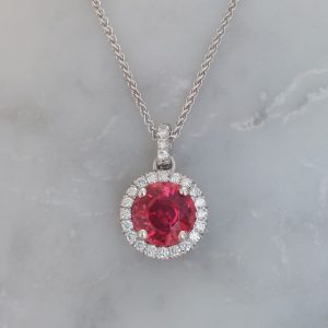 Modern 1.63ct Red Spinel and Diamond Pendant Necklace