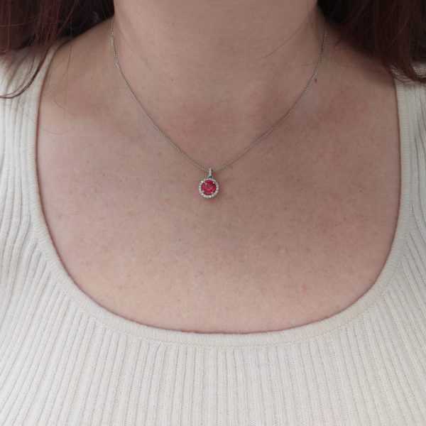 Modern 1.63ct Red Spinel and Diamond Pendant Necklace