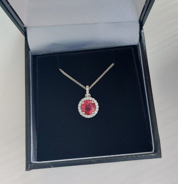 Modern 1.63ct Red Spinel and Diamond Pendant Necklace