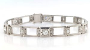 Antique Art Deco diamond bracelet open and square sections 1.50 carats platinum 1920's