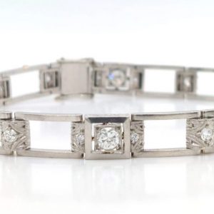 Antique Art Deco diamond bracelet open and square sections 1.50 carats platinum 1920's