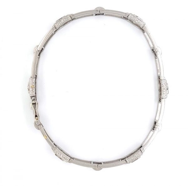Art Deco diamond bracelet platinum open and square sections 1.50 carats link 1920's