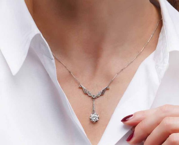 Art Deco Diamond Pendant, French 1925