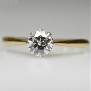 Antique 0.50ct Old Cut Diamond Solitaire Engagement Ring G H VS