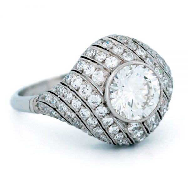 Vintage 2.29ct Diamond Platinum Bombé Ring