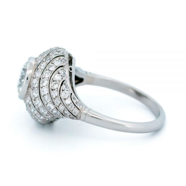 Vintage 2.29ct Diamond Platinum Bombé Ring