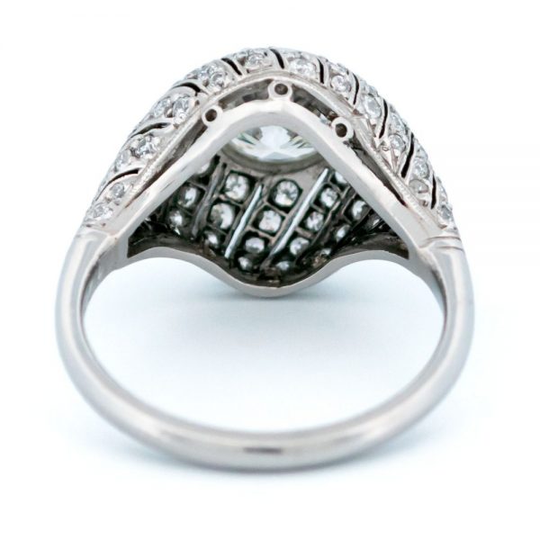 Vintage 2.29ct Diamond Platinum Bombé Ring