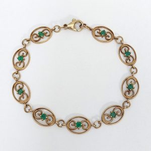 Vintage Emerald Gold Link Bracelet