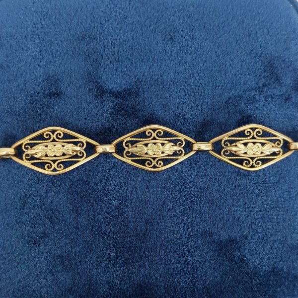 French Yellow Gold Scrolled Fancy Link Bracelet