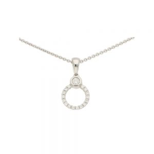 Diamond Circle Promise Ring Pendant Necklace
