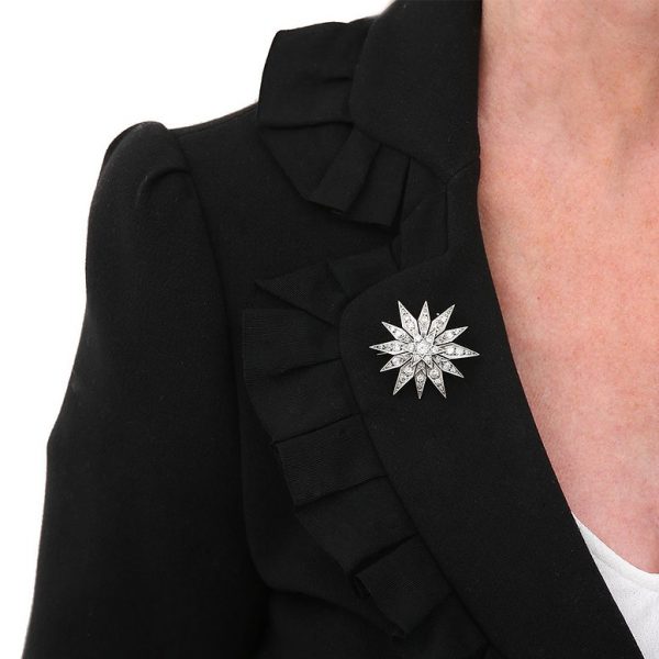 Vintage 2.3ct Diamond Star Brooch Pendant