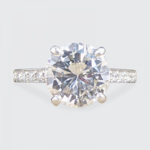 1.91ct Brilliant Cut Diamond Solitaire Ring with Diamond Shoulders