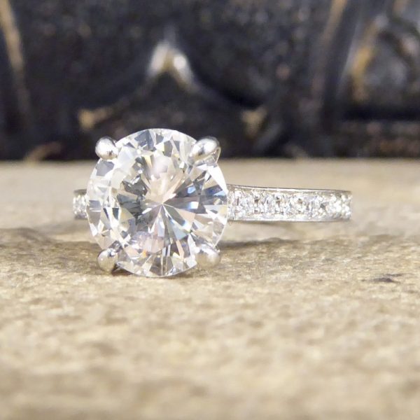 1.91ct Brilliant Cut Diamond Solitaire Ring with Diamond Shoulders