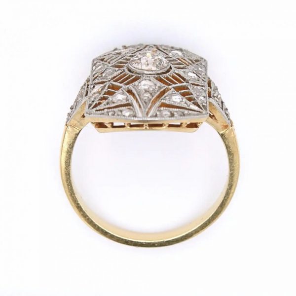 Antique Victorian Openwork Filigree Star Plaque Diamond Ring