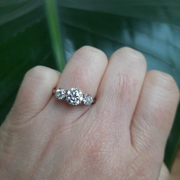 Antique Diamond Three Stone Engagement Ring