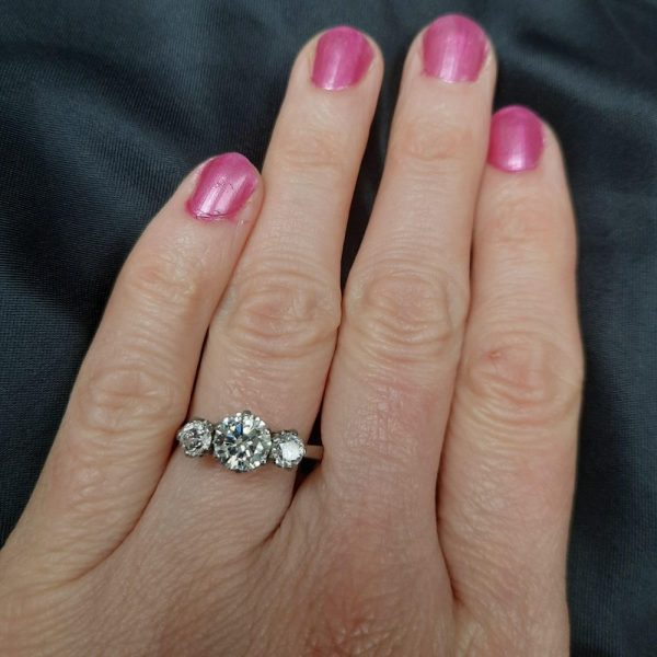 Antique Diamond Trilogy Engagement Ring