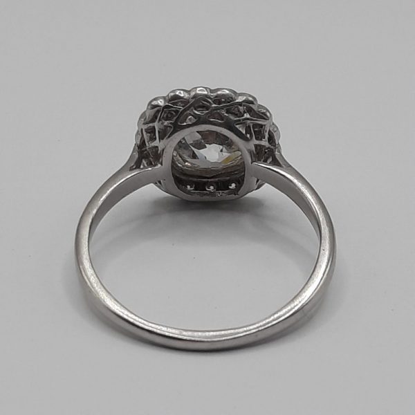 Antique 1.25ct Cushion Cut Diamond Cluster Engagement Ring in Platinum