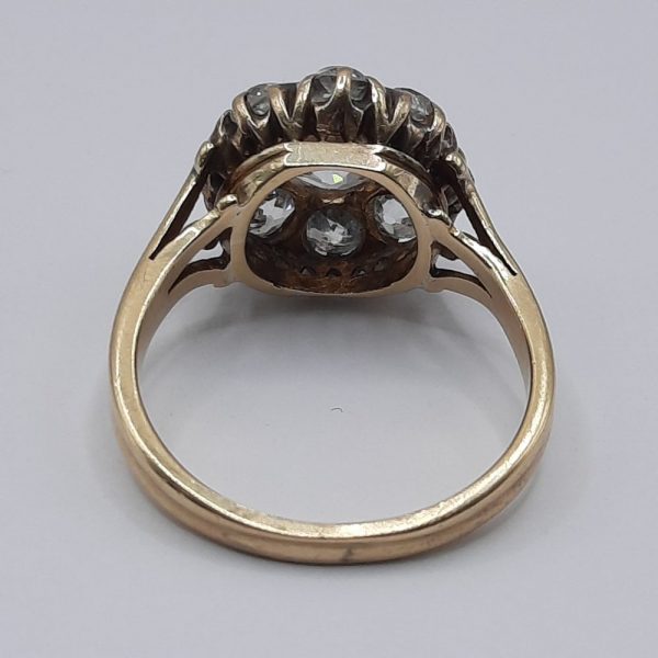 Victorian Antique 2.6cts Old Cut Diamond Cluster Ring in 18ct Yellow Gold