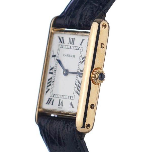Vintage Cartier Tank 18ct Gold Watch rare Cartier double signed dial