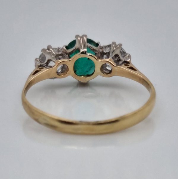 0.75ct Emerald and Diamond Trilogy Ring