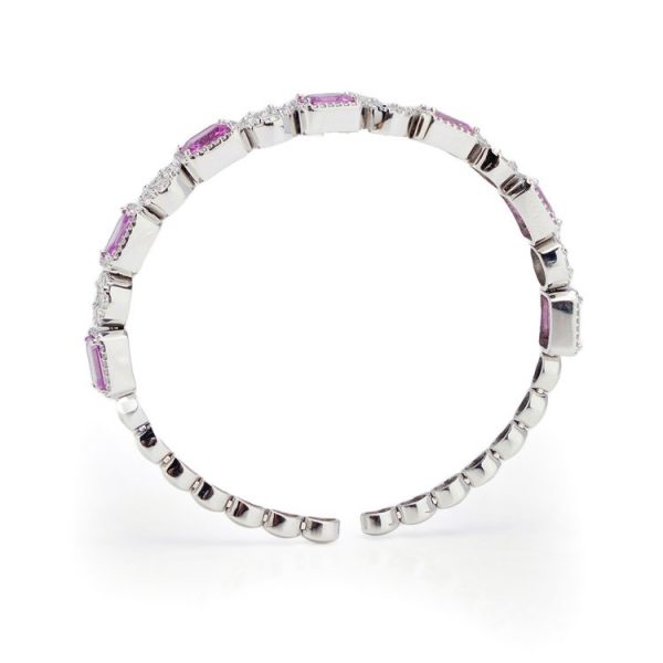 Natural Pink Sapphire and Diamond Bracelet 18ct White Gold