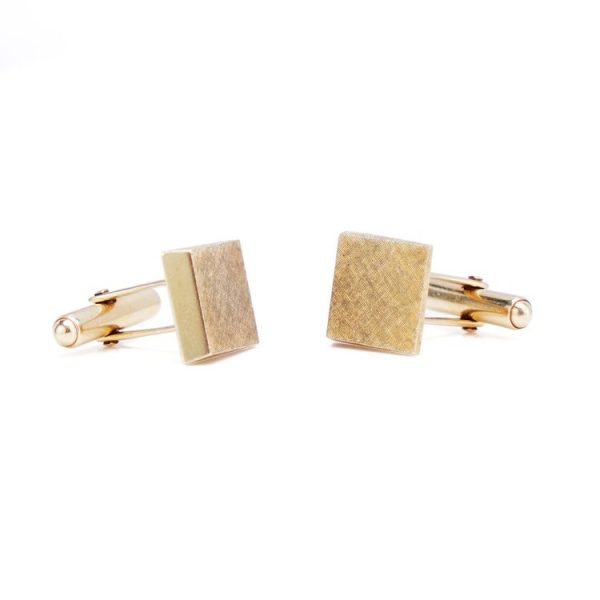 Vintage Tiffany and Co 14ct Yellow Gold Rectangle Cufflinks with Textured Finish