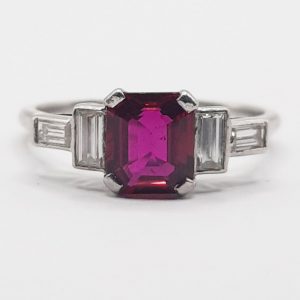 Art Deco Ruby and diamond engagement ring