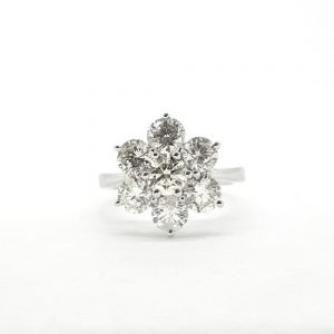 Diamond Flower Cluster Ring, 2.92 carat total