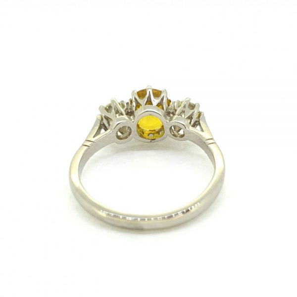 1.70ct Yellow Sapphire and Diamond Three Stone Ring in 18ct White Gold