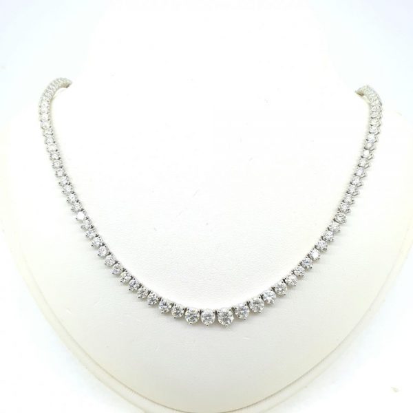 Graduated Diamond Line Necklace, 12.10 carat total
