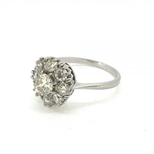 Contemporary 1ct Diamond Cluster Ring in Platinum