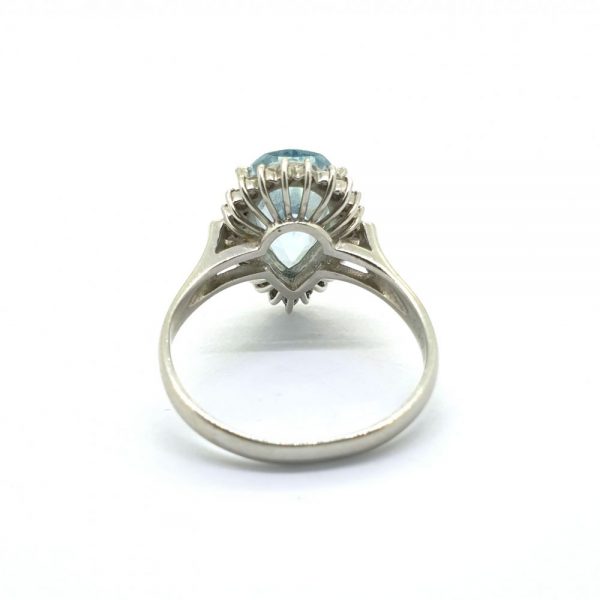 Pear Shaped 1.90ct Aquamarine and Diamond Cluster Ring