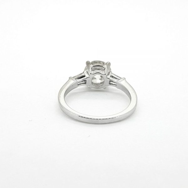 2.01ct Old Cut Diamond Solitaire Engagement Ring with Baguette Shoulders
