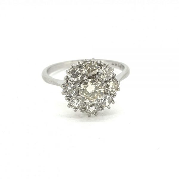 Traditional Diamond Cluster Ring in Platinum 1.00 carat total