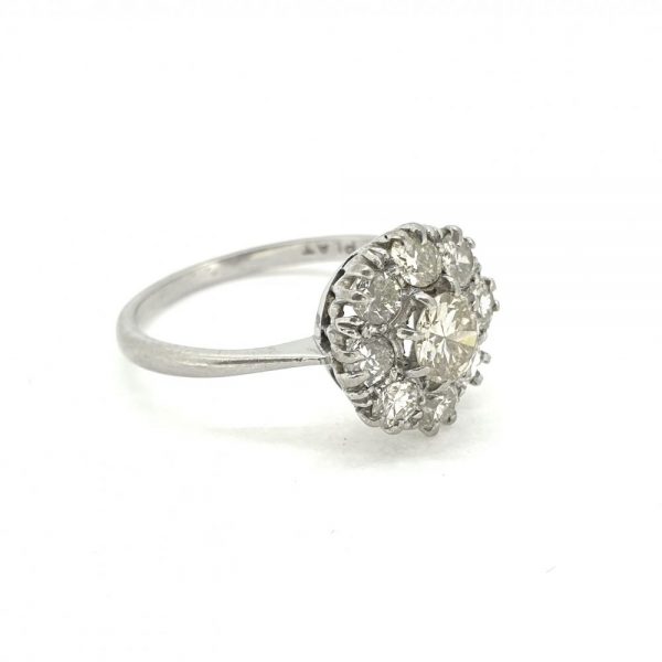 Platinum Diamond Floral Cluster Ring 1.00 carat total