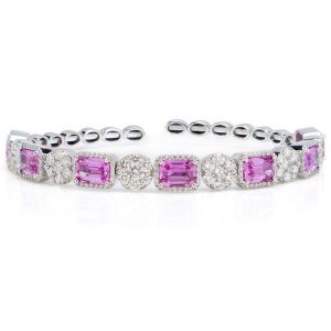 5.25ct Natural Pink Sapphire and Diamond Bangle Bracelet