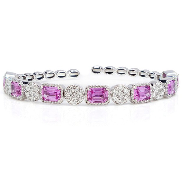 Stackable Bangle with Pink Sapphires, 2.10 mm in 18K Rose Gold - Kwiat