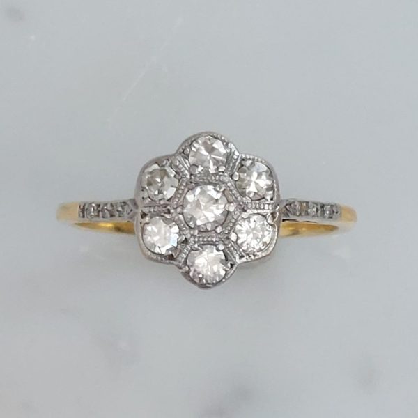Antique Edwardian Diamond Flower Cluster Ring