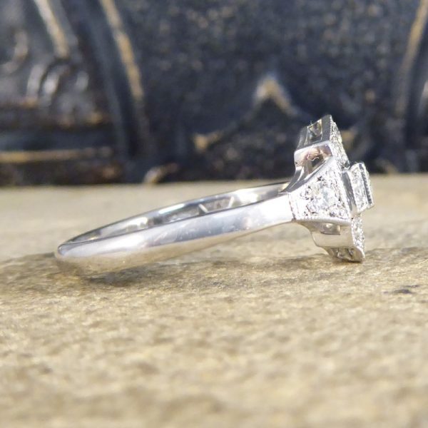 Art Deco Replica 0.43ct Diamond Plaque Ring