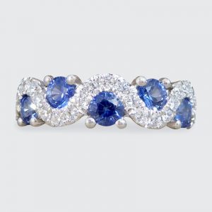 Ceylon Sapphire and Diamond Lazy River Band Ring