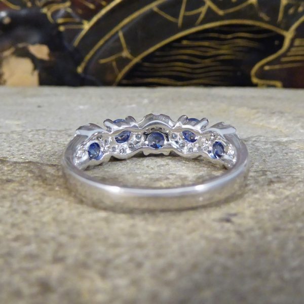Ceylon Sapphire and Diamond Lazy River Band Ring