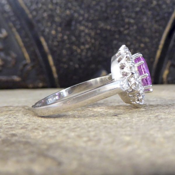 Edwardian Style 1.15ct Pink Sapphire and Diamond Cluster Ring