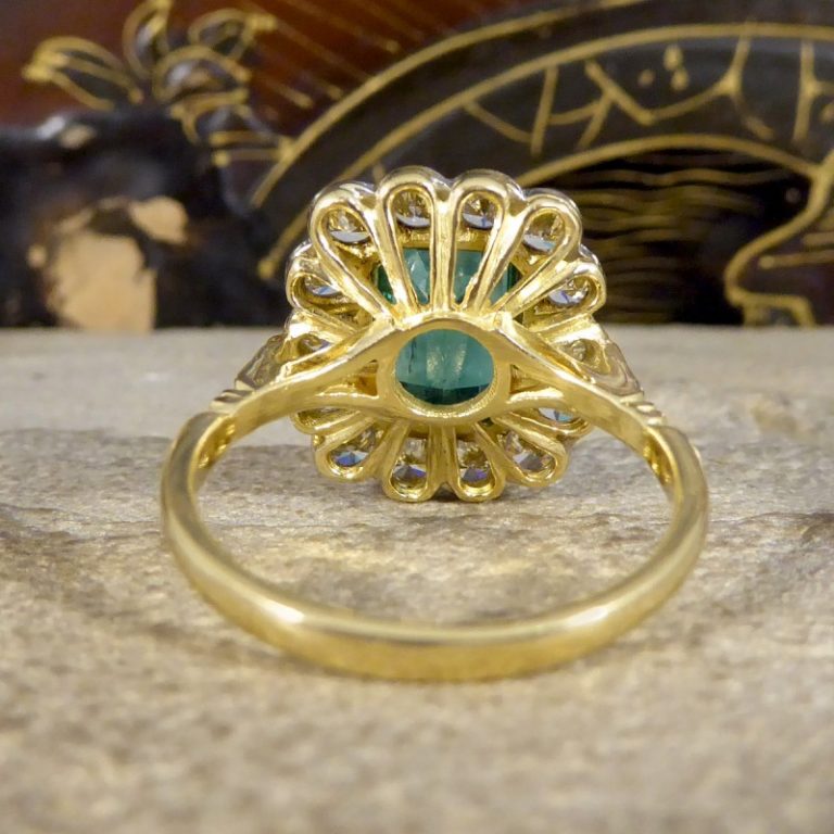 Edwardian Style 2.50ct Emerald and 1.20ct Diamond Cluster Ring