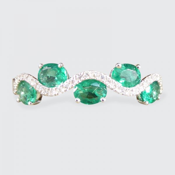 Emerald and Diamond Lazy River Band Ring