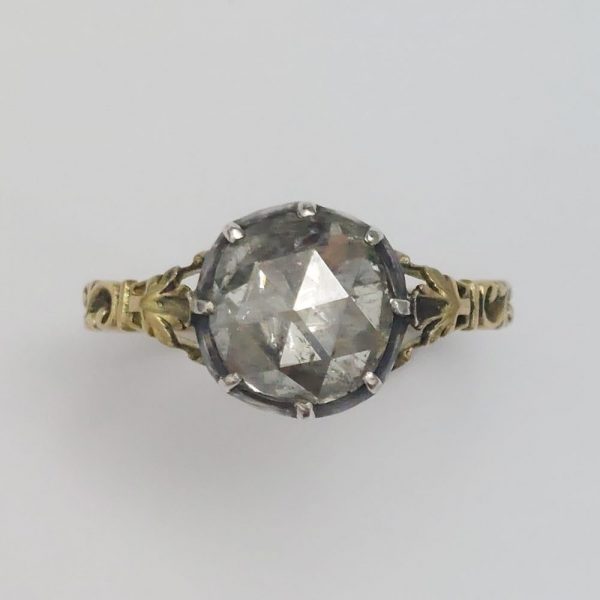 Georgian Antique 1.70ct Rose Cut Diamond Solitaire Ring