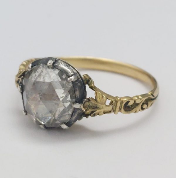 Georgian Antique 1.70ct Rose Cut Diamond Solitaire Ring