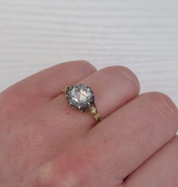 Georgian Antique 1.70ct Rose Cut Diamond Solitaire Ring