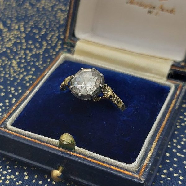 Georgian Antique 1.70ct Rose Cut Diamond Solitaire Ring