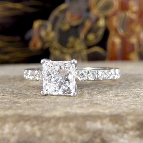 Modern 1.01ct Princess Cut Diamond Engagement Ring